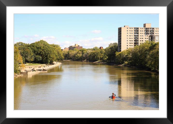 Kayaking adventure at Red River Framed Mounted Print by Thamyris Salgueiro