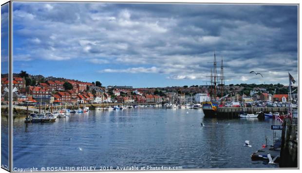 "Busy day at Whitby Harbour" Canvas Print by ROS RIDLEY