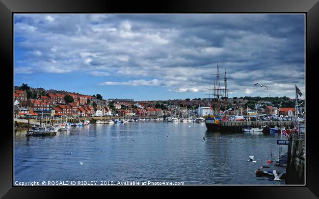 "Busy day at Whitby Harbour" Framed Print by ROS RIDLEY