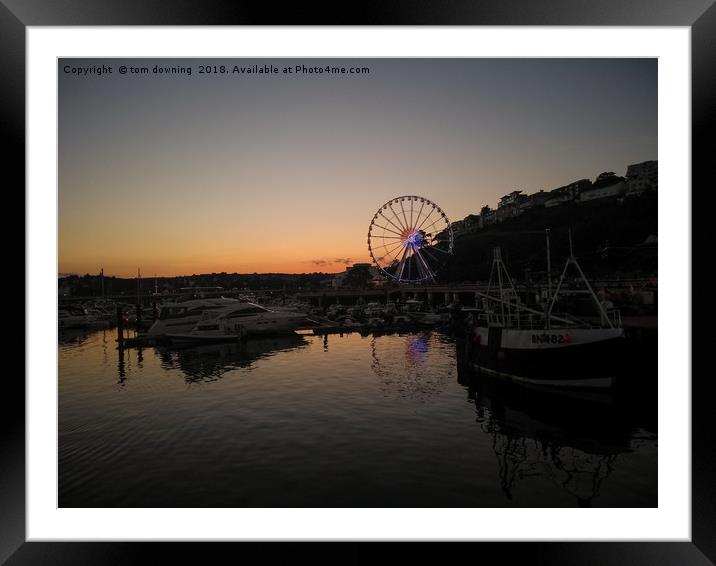 Sunset over Riviera wheel Framed Mounted Print by tom downing