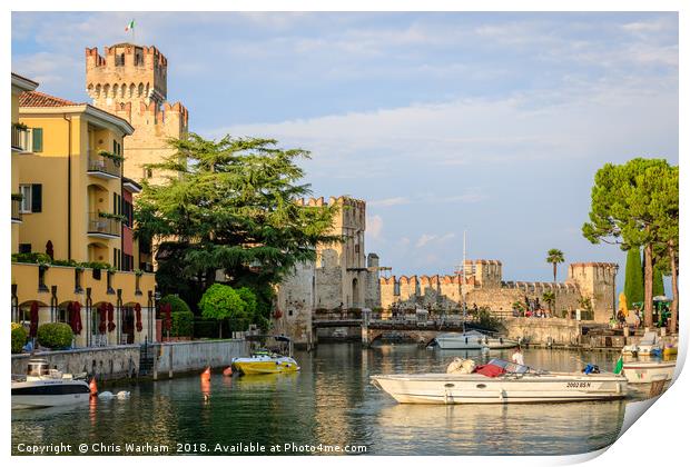 Sirmione on Lake Garda - castle and harbour Print by Chris Warham