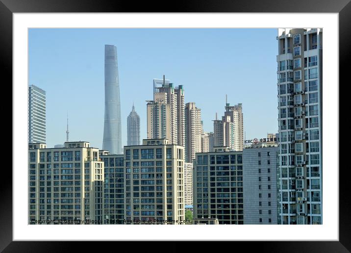 Shanghai Cityscape, with Tallest Skyscrapers Framed Mounted Print by Geoffrey Higges