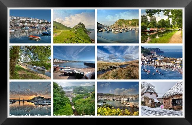 A collage of twelve beautiful photos around Devon Framed Print by Rosie Spooner