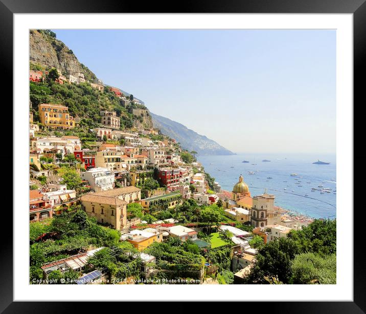 Colorful Positano Town Framed Mounted Print by Samuel Sequeira