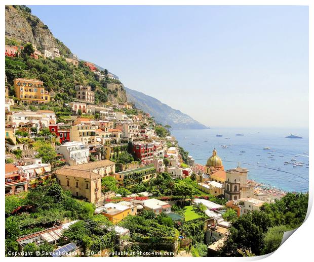 Colorful Positano Town Print by Samuel Sequeira