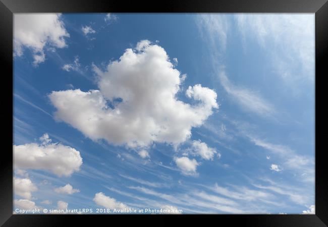 Beautiful white clouds and blue sky 0102 Framed Print by Simon Bratt LRPS