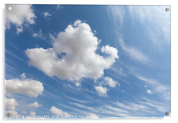 Beautiful white clouds and blue sky 0102 Acrylic by Simon Bratt LRPS