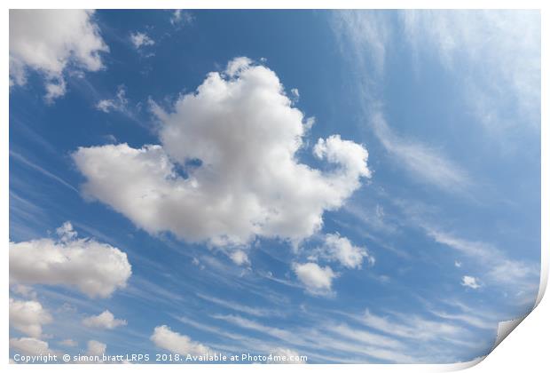 Beautiful white clouds and blue sky 0102 Print by Simon Bratt LRPS