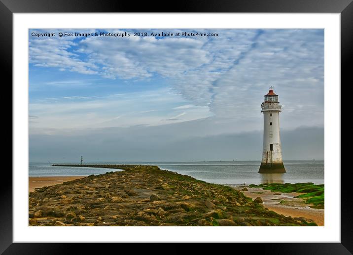 lighthouse at new brighton Framed Mounted Print by Derrick Fox Lomax