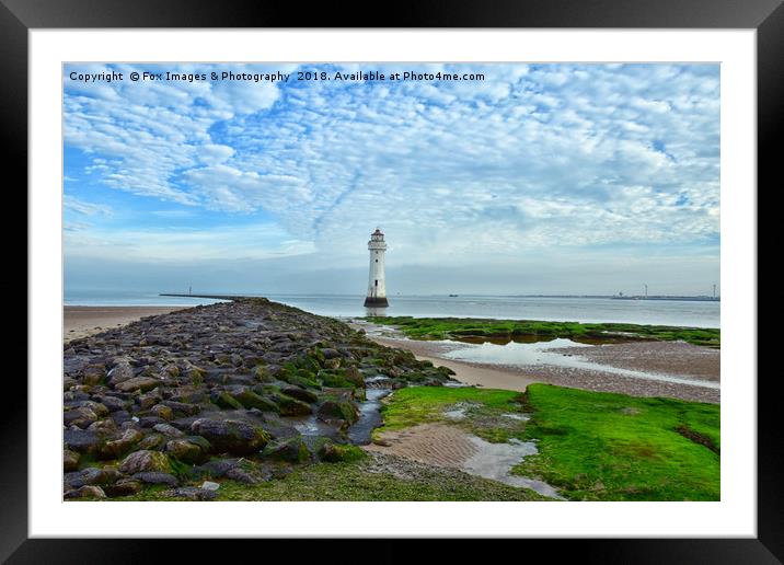 New brighton lighthouse Framed Mounted Print by Derrick Fox Lomax