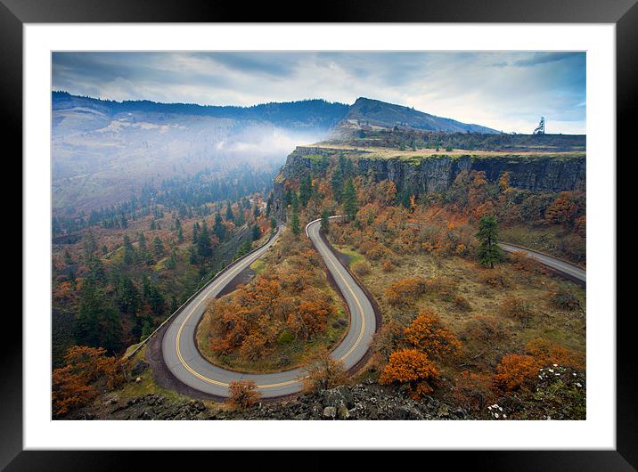 Autumn Hairpin Turn Framed Mounted Print by Mike Dawson