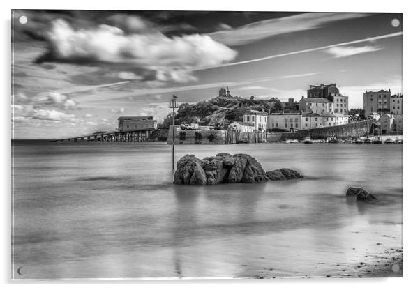 Tenby Harbour Long Exposure Mono 1 Acrylic by Steve Purnell