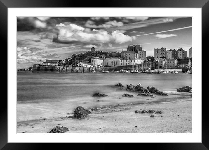 Tenby Harbour Long Exposure Mono 2 Framed Mounted Print by Steve Purnell