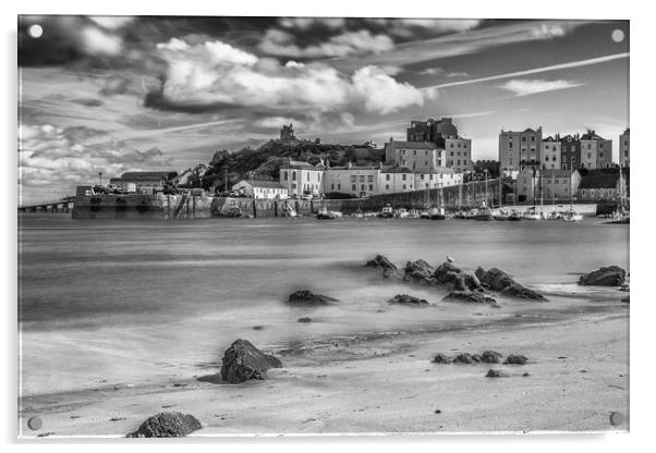 Tenby Harbour Long Exposure Mono 2 Acrylic by Steve Purnell