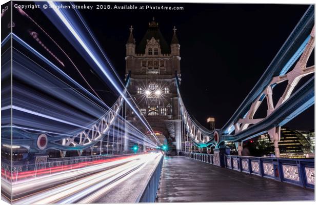 Tower Bridge Light-speed #1 Canvas Print by Stephen Stookey