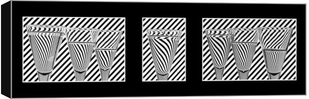 Cocktail Fun Triptych Black Canvas Print by Steve Purnell