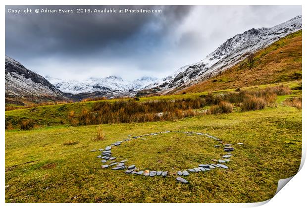 Nant Ffrancon Pass Snowdonia Print by Adrian Evans