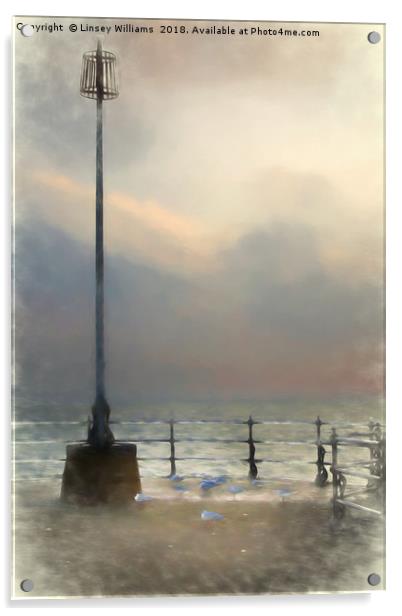 Swanage Jetty Sunrise Acrylic by Linsey Williams