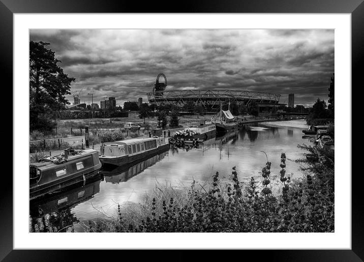 London Stadium and River Lea Framed Mounted Print by David French