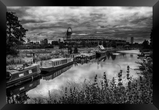 London Stadium and River Lea Framed Print by David French