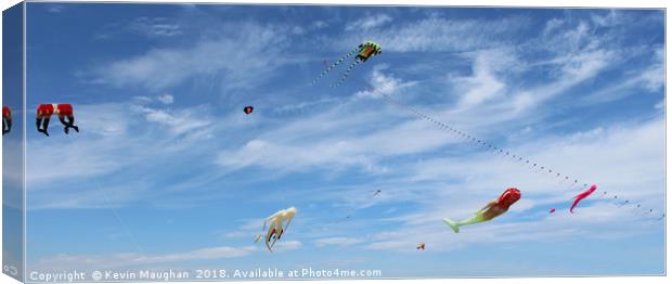 Kite Flying Display Festival At Whitley Bay North  Canvas Print by Kevin Maughan