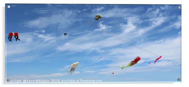 Kite Flying Display Festival At Whitley Bay North  Acrylic by Kevin Maughan
