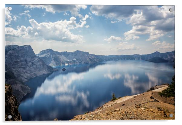 Crater Lake with a view of the Phantom Ship Acrylic by Belinda Greb