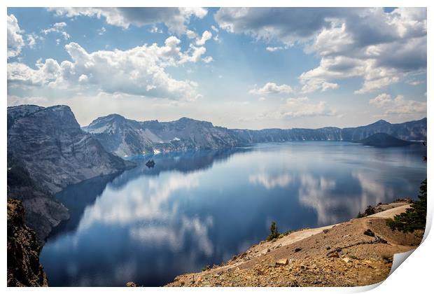 Crater Lake with a view of the Phantom Ship Print by Belinda Greb