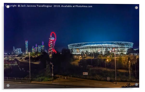 Olympic park at night  Acrylic by Jack Jacovou Travellingjour