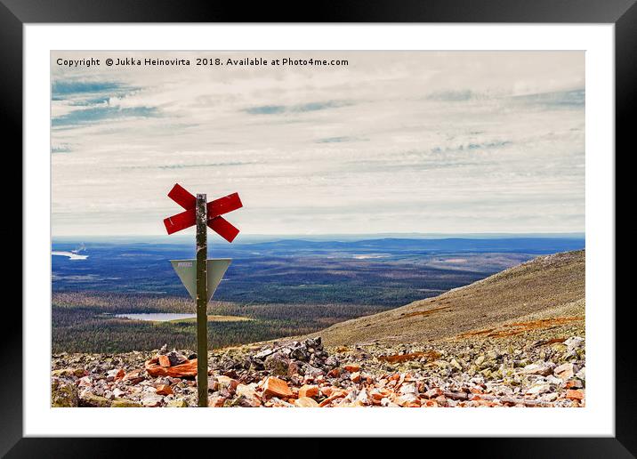 Cross On Top Of The Mountain Framed Mounted Print by Jukka Heinovirta