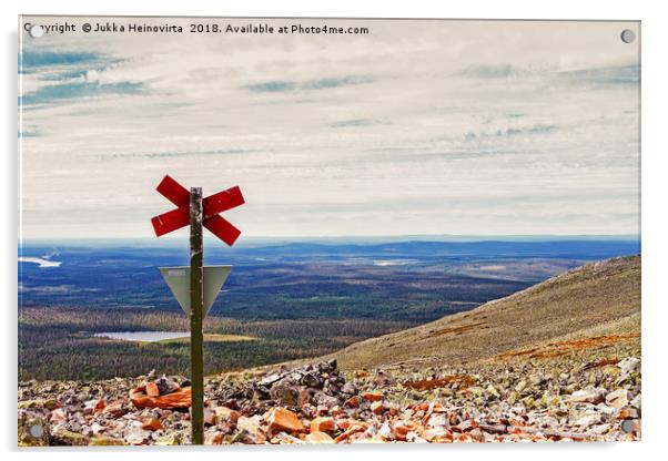 Cross On Top Of The Mountain Acrylic by Jukka Heinovirta