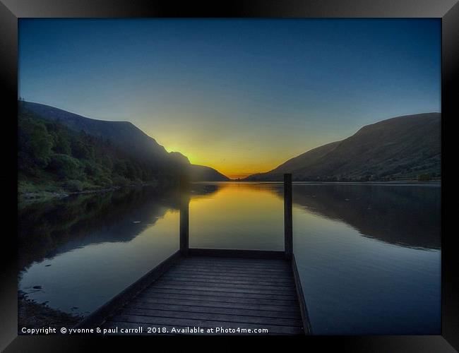 Sunset over Cwellyn Lake, Snowdonia national park Framed Print by yvonne & paul carroll