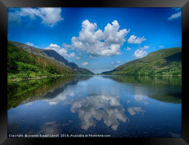 Reflections on Cwellyn Lake, Snowdonia national Framed Print by yvonne & paul carroll