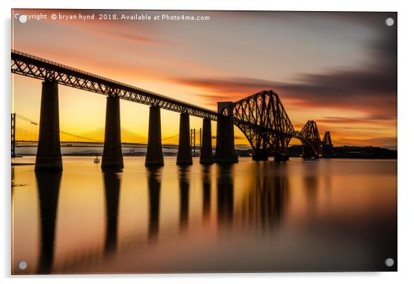 Rail Bridge Sunset Acrylic by bryan hynd