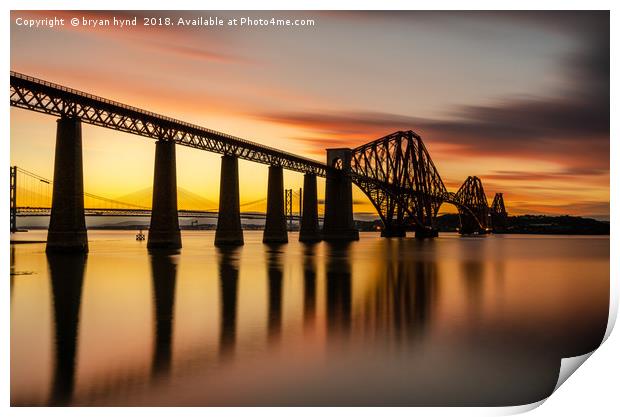 Rail Bridge Sunset Print by bryan hynd