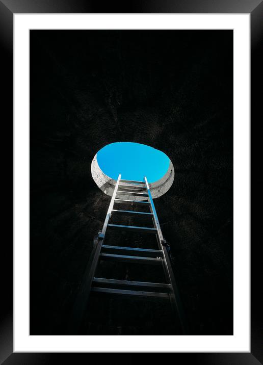 Vertical step ladder on ceiling window Framed Mounted Print by Alexandre Rotenberg