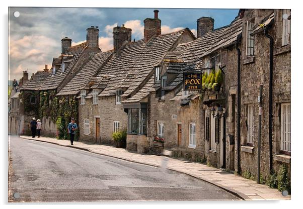 Corfe Village  Acrylic by Irene Burdell