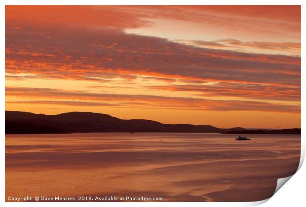 Bute Ferry at Sunset Print by Dave Menzies