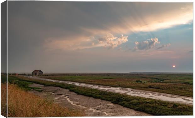 Sunrise on a showery Summers day at Thornham Canvas Print by Gary Pearson