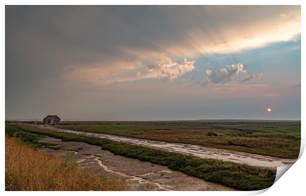 Sunrise on a showery Summers day at Thornham Print by Gary Pearson