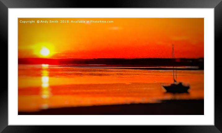 Fiery Sunset over Ravenglass Estuary Framed Mounted Print by Andy Smith