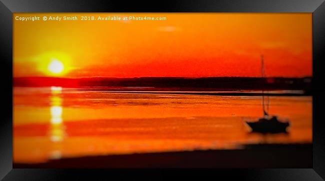 Fiery Sunset over Ravenglass Estuary Framed Print by Andy Smith