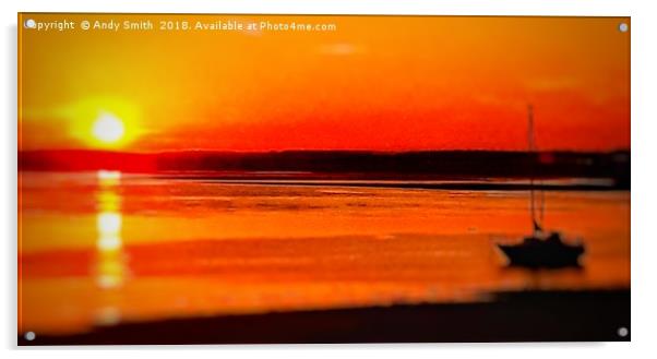 Fiery Sunset over Ravenglass Estuary Acrylic by Andy Smith