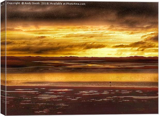 A Fiery Sky over the Serene Ravenglass Estuary Canvas Print by Andy Smith