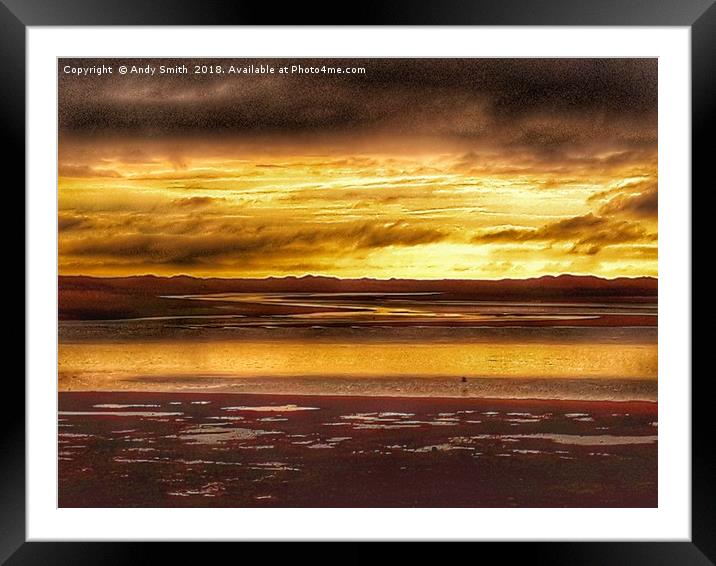 A Fiery Sky over the Serene Ravenglass Estuary Framed Mounted Print by Andy Smith