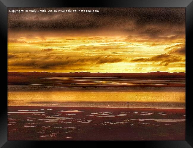 A Fiery Sky over the Serene Ravenglass Estuary Framed Print by Andy Smith