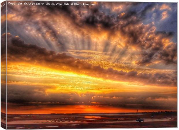 Fiery Sky over Ravenglass Estuary Canvas Print by Andy Smith