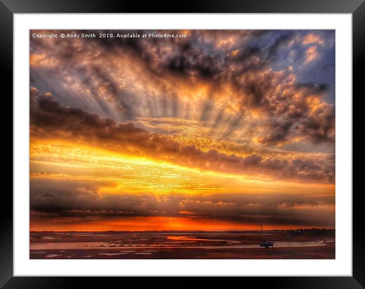 Fiery Sky over Ravenglass Estuary Framed Mounted Print by Andy Smith