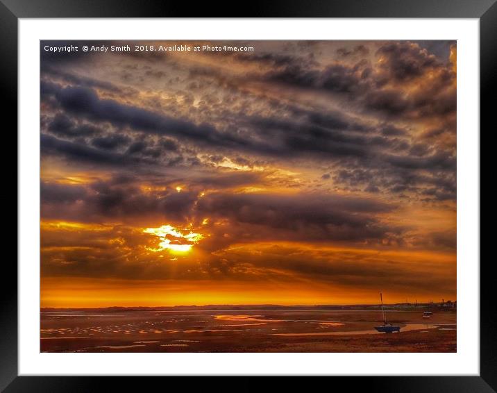 A Fiery Dance on Ravenglass Estuary Framed Mounted Print by Andy Smith