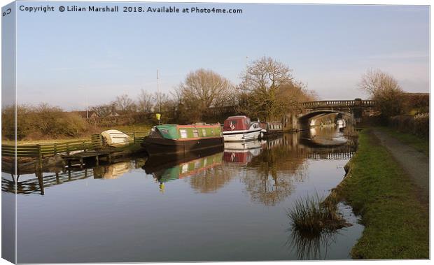 Lancaster Canal at Garstang.  Canvas Print by Lilian Marshall